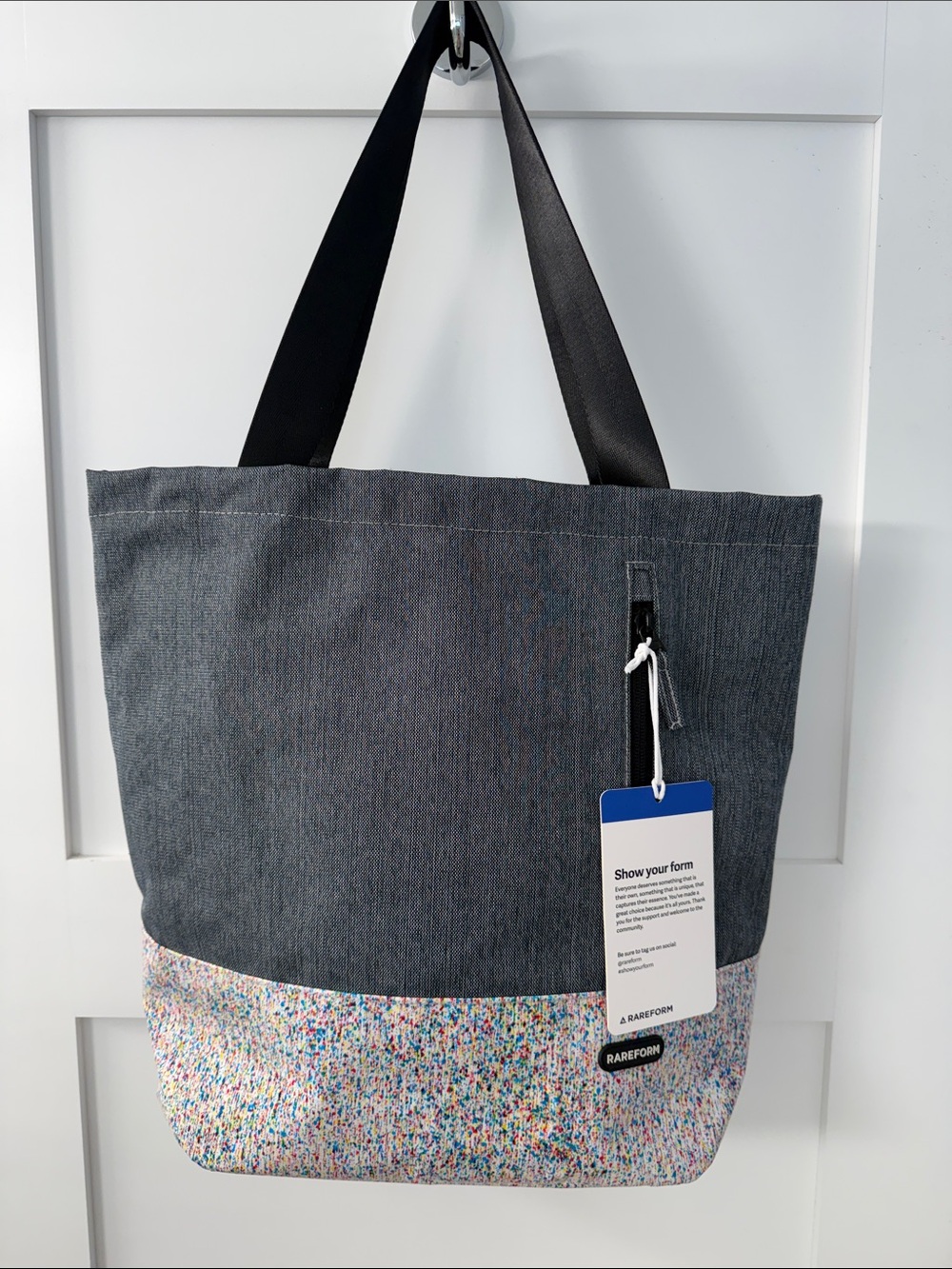 Rareform Tote Bag with Multicolor Speckled Base - Recycled Billboard